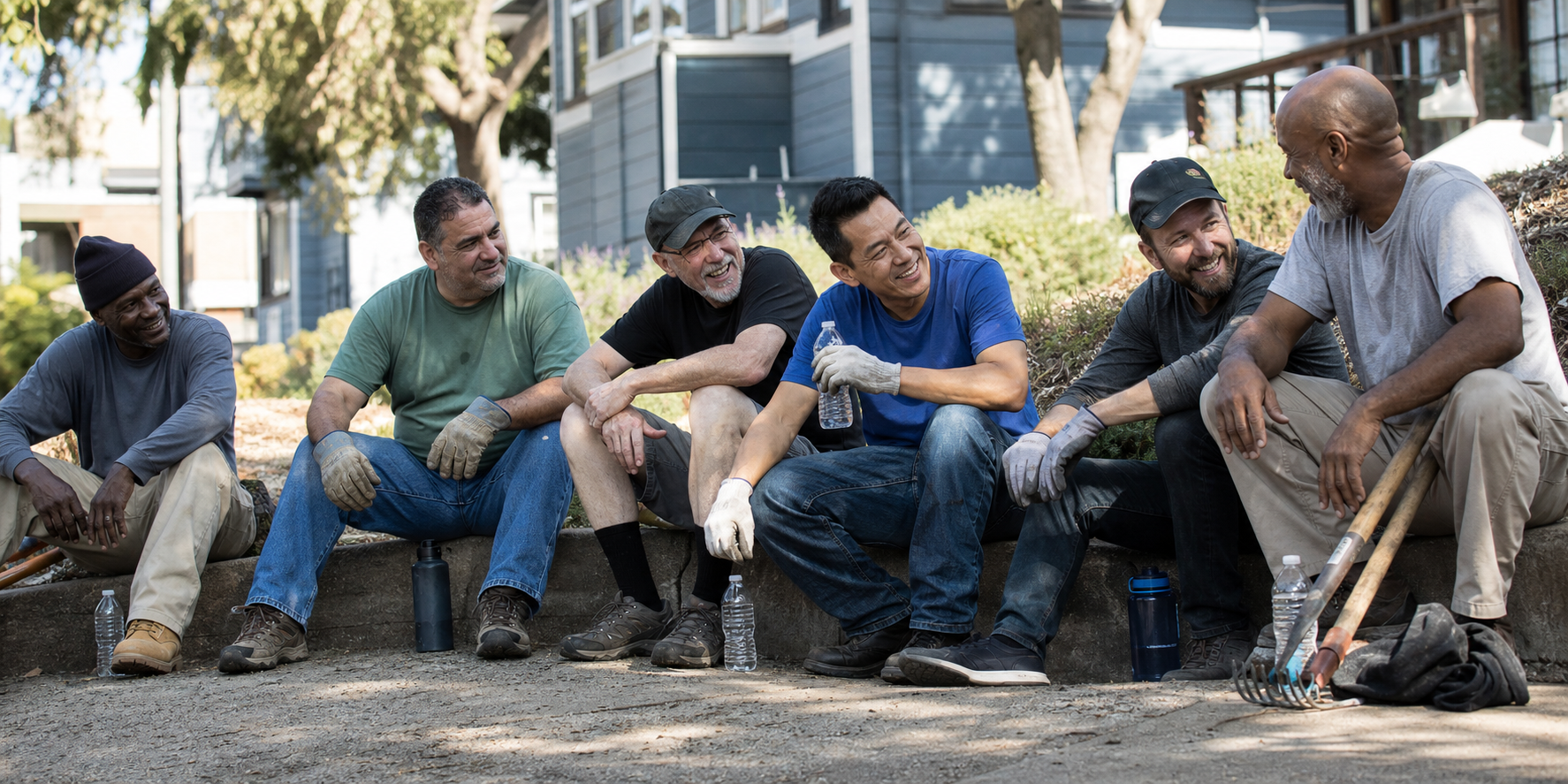 Homens socializando juntos em um ambiente de grupo descontraído